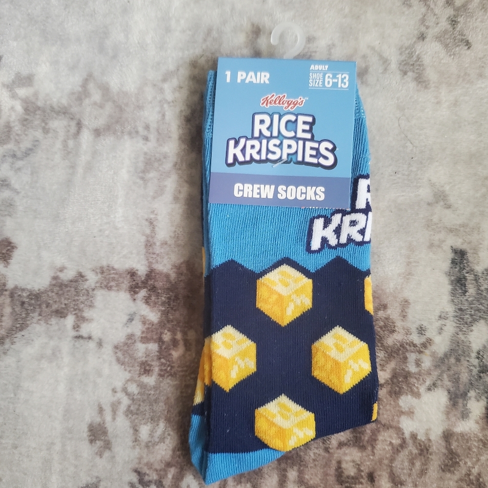 NWT Rice Krispies Crew Socks - Blue and Yellow SIZE 6-13